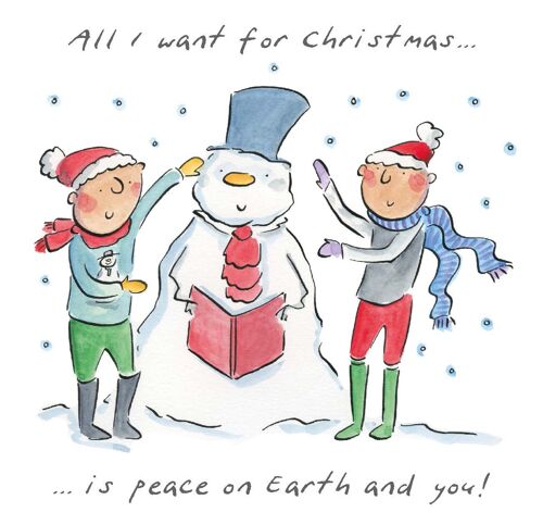 Peace on Earth and you (male) Christmas card