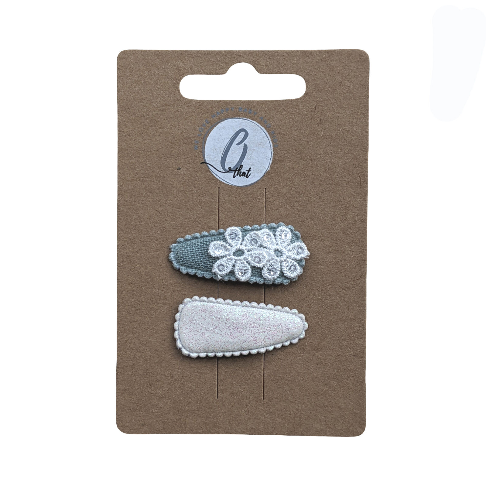 Baby hair clip green/flower/ivory glitter OK3803 (3)
