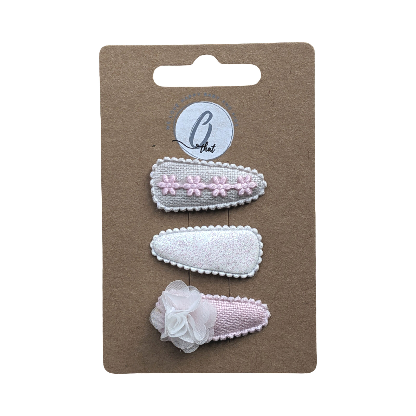 Baby hair clip white/glitter/chiffon OK3808
