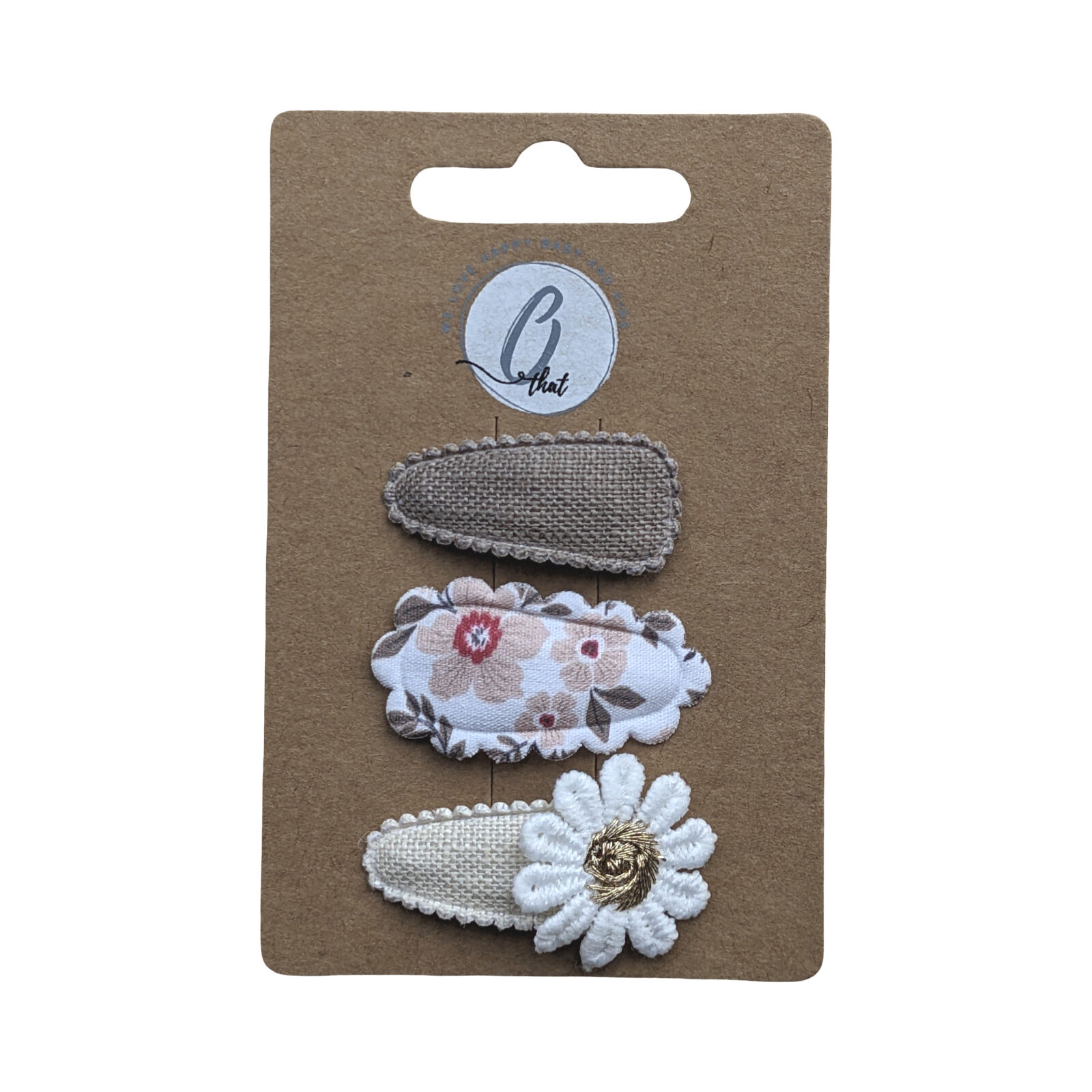Baby hair clips scalloped/brown/daisy OK3799