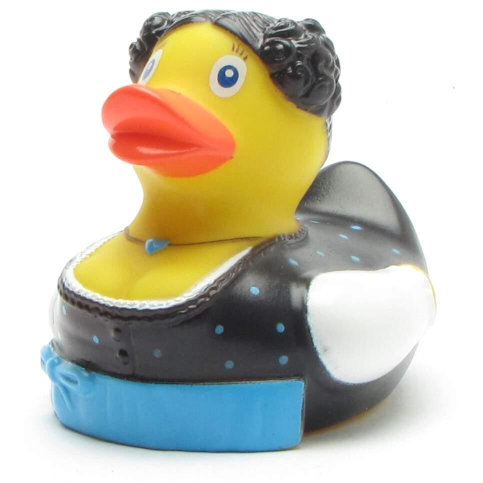 Zenzi the rubber duck with blue apron - rubber duck
