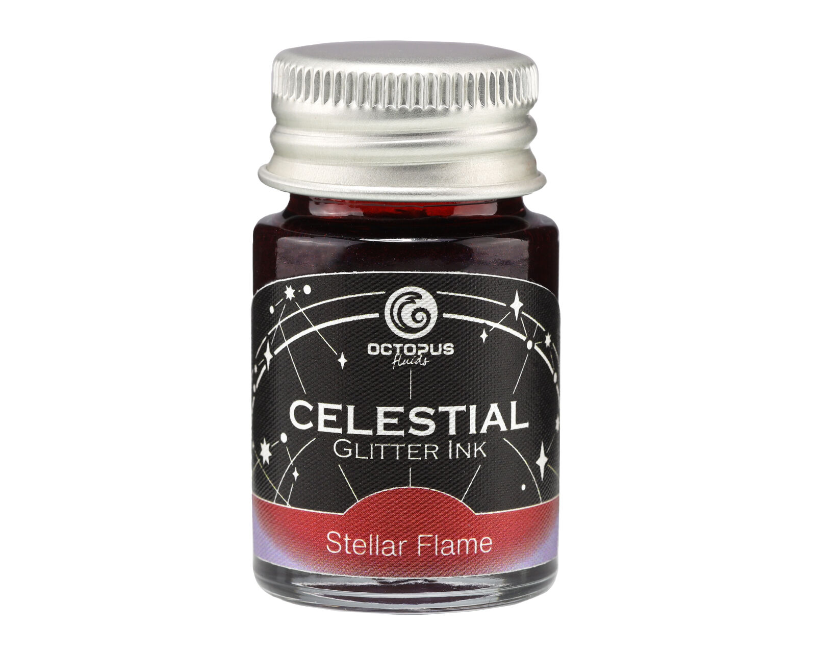 Tinta con purpurina Celestial Glitter Stellar Flame para plumas estilográficas, 10 ml.