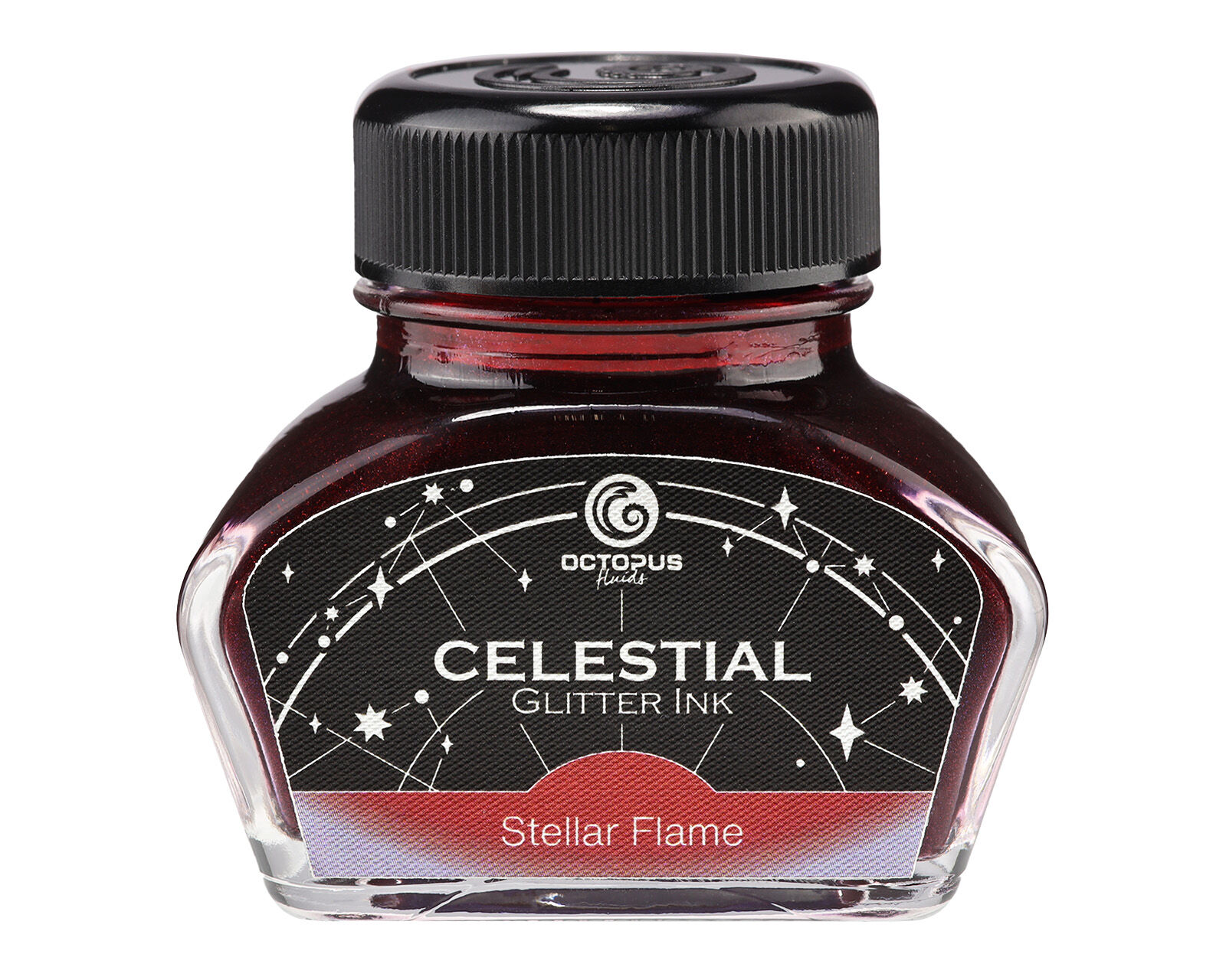 Tinta con purpurina Celestial Glitter Stellar Flame para plumas estilográficas, 30 ml.