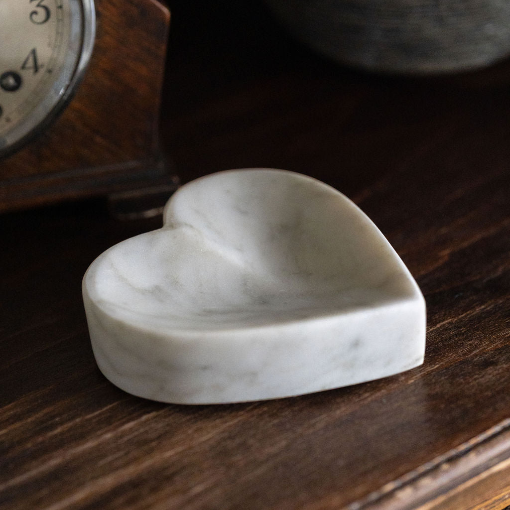 White Marble Heart Shaped Trinket Dish