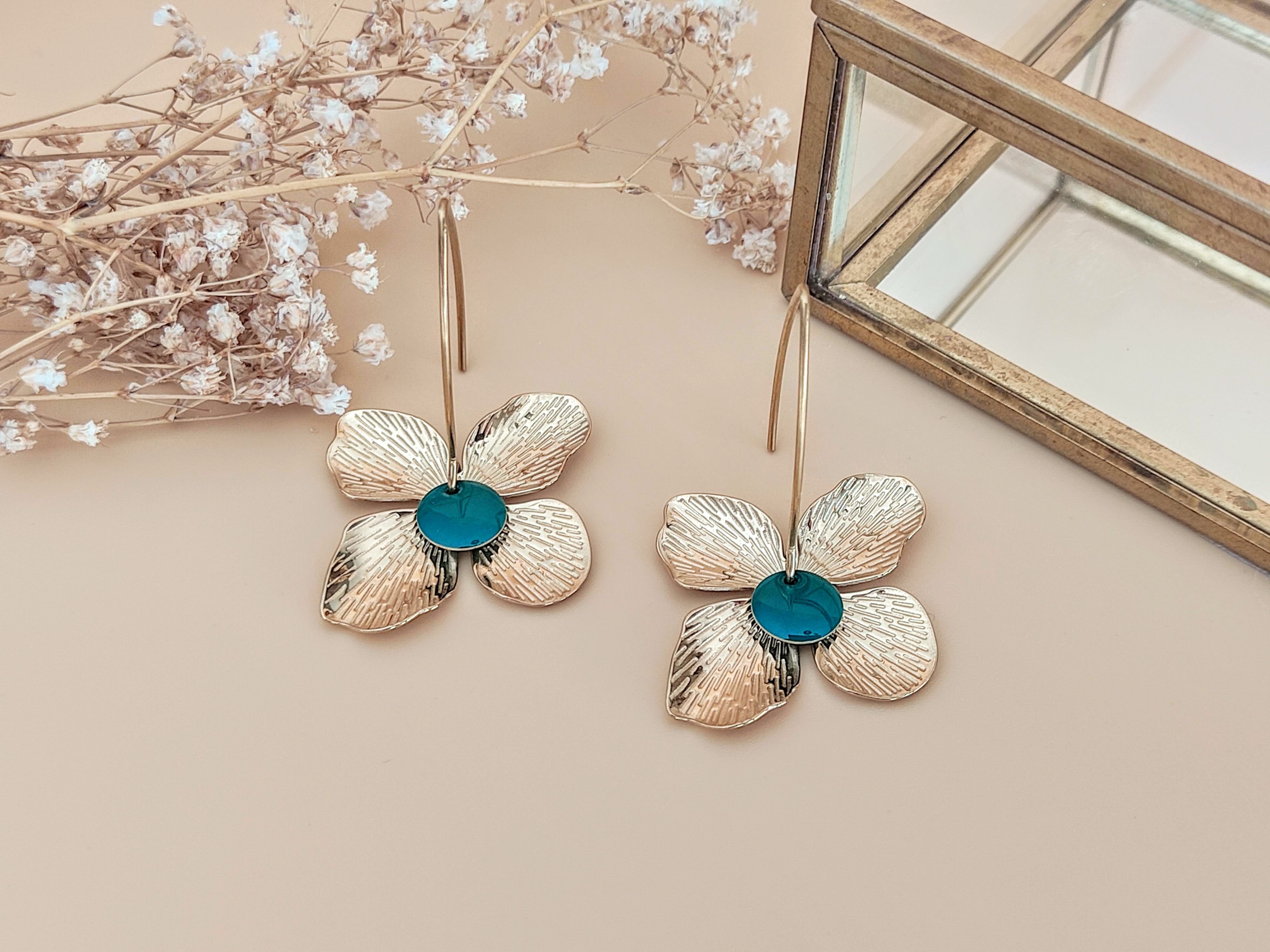 Boucles d'oreilles L'Eblouissante or et vert