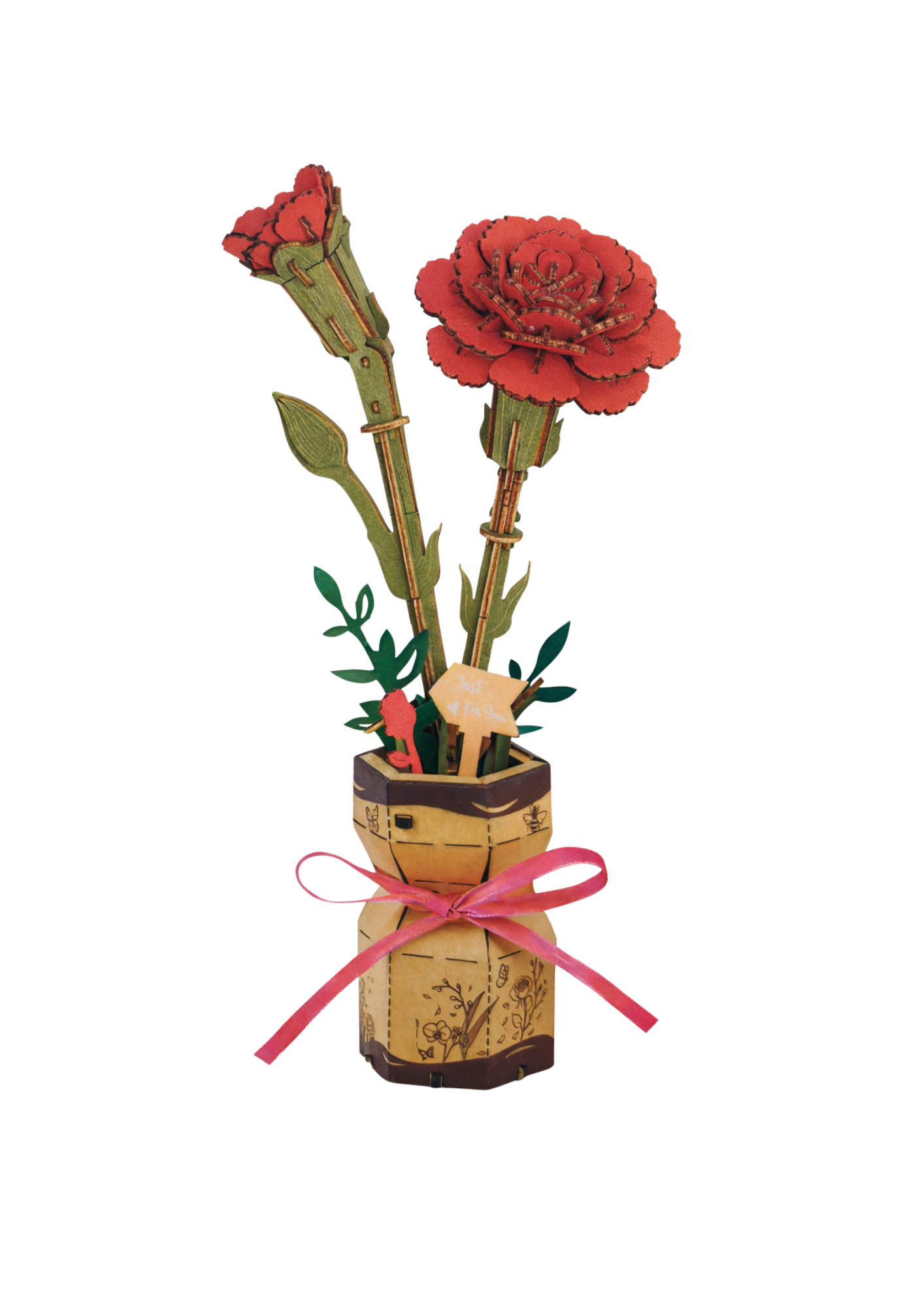 Caja Inspire, Flor 3D, Clavel Rojo, JM-013, 16,5 x 1 x 24,4 cm