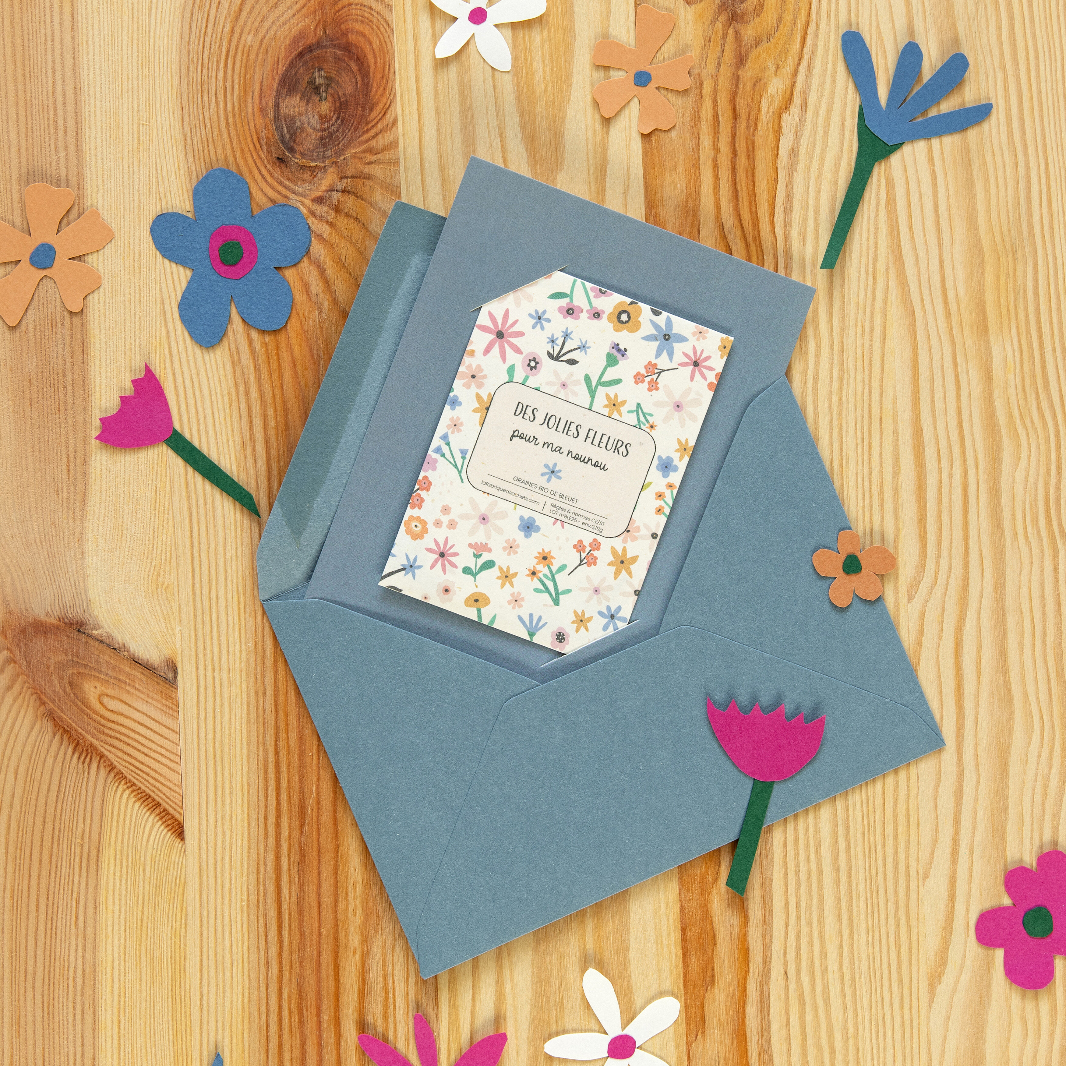 Des jolies fleurs pour ma nounou - Carte à semer