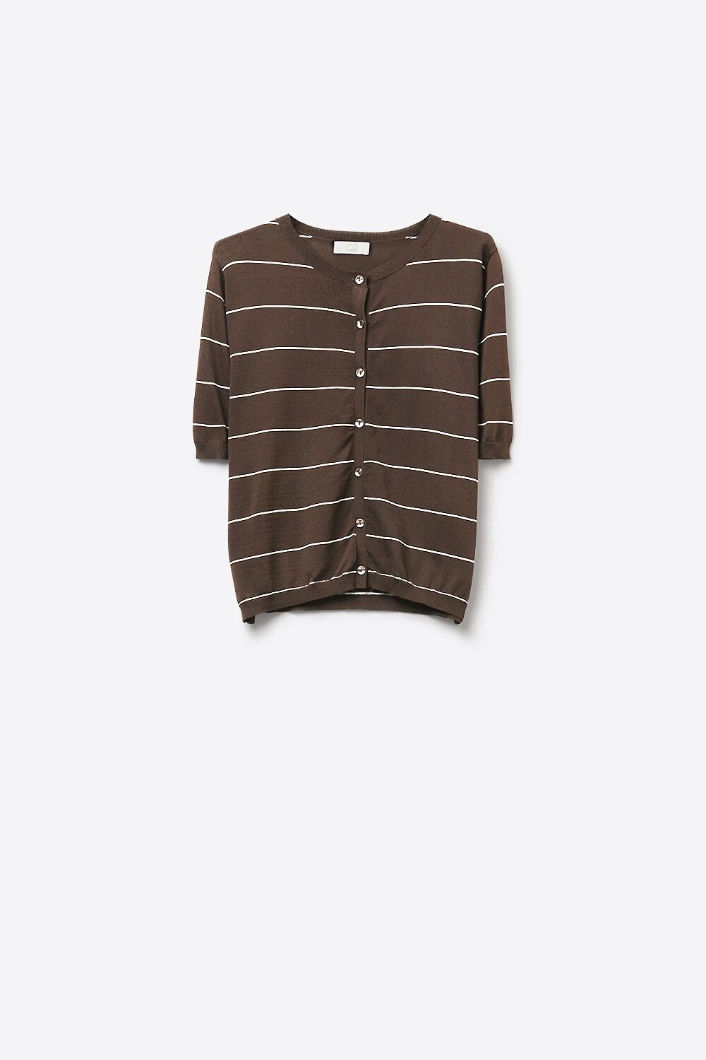 Buy wholesale High Neck Stripe Jacquard Cardigan