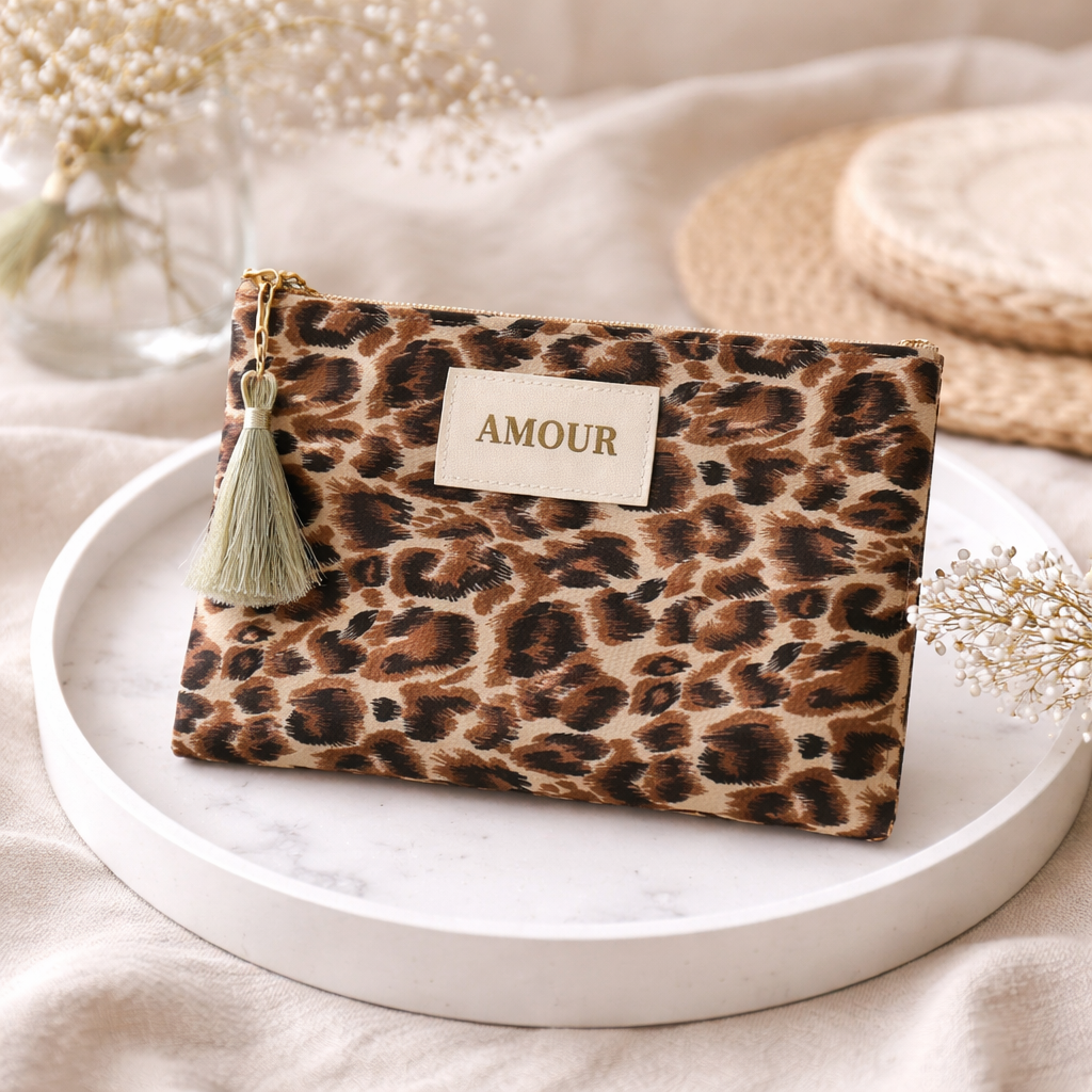 Leopard print clutch bag "Love"