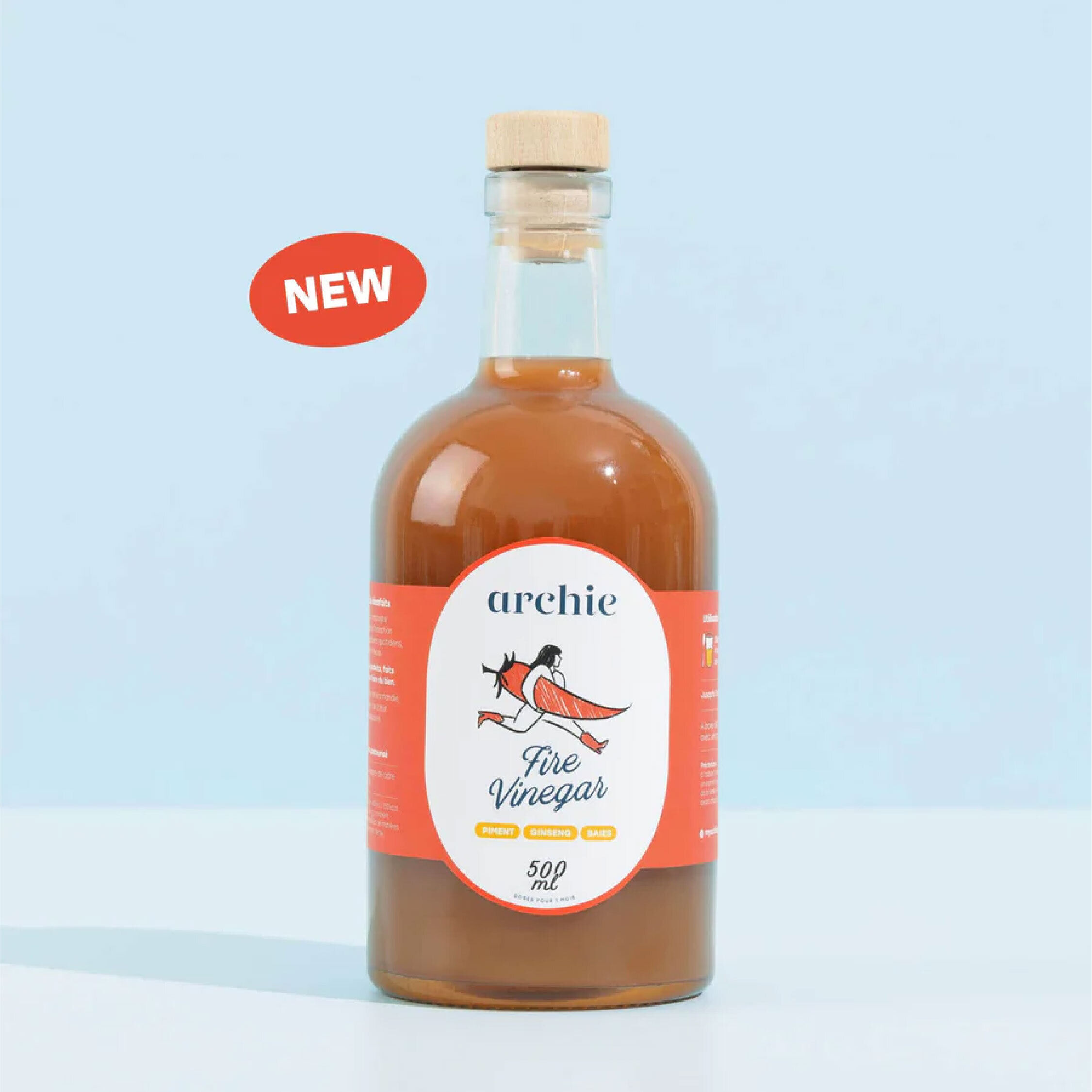 FIRE ORGANIC APPLE CIDER VINEGAR · intense and tangy taste · 5 spices · 500 ML (6 units)