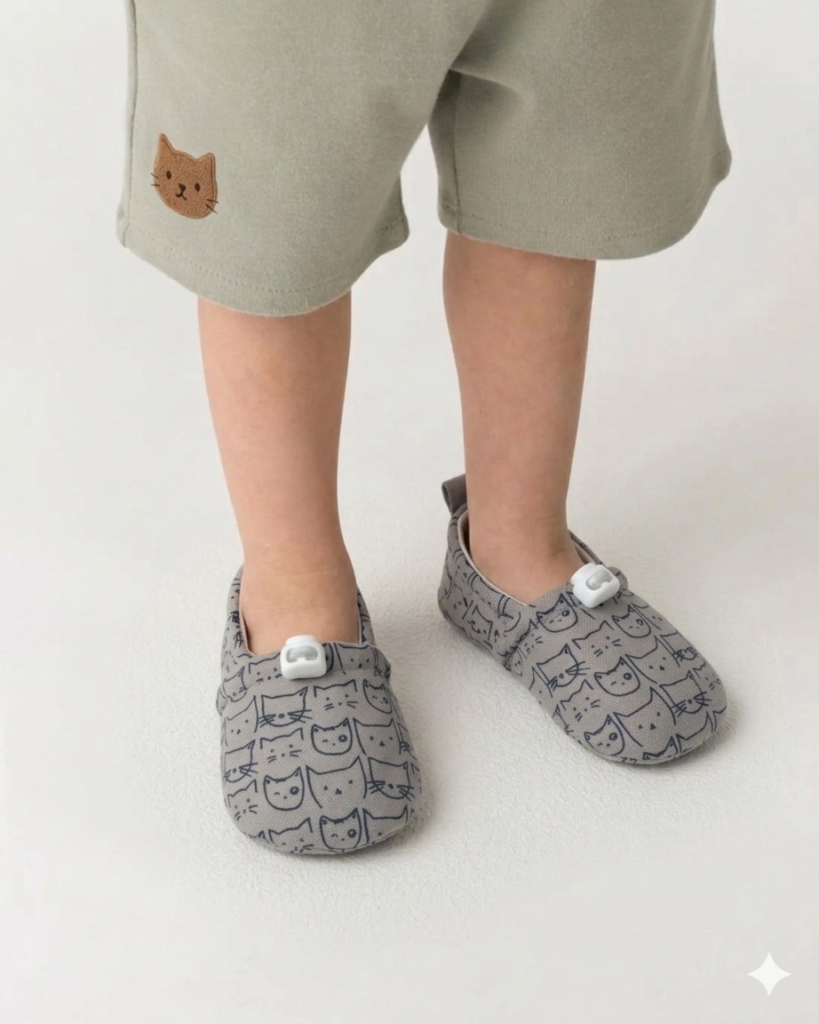 Lauflernschuhe für Babys und Kleinkinder – Graue Katze
