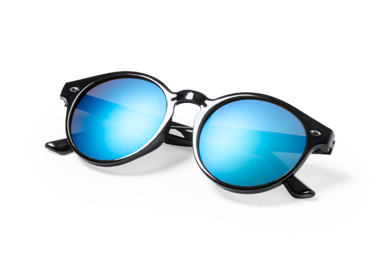 Occhiali unisex neri con lenti blu