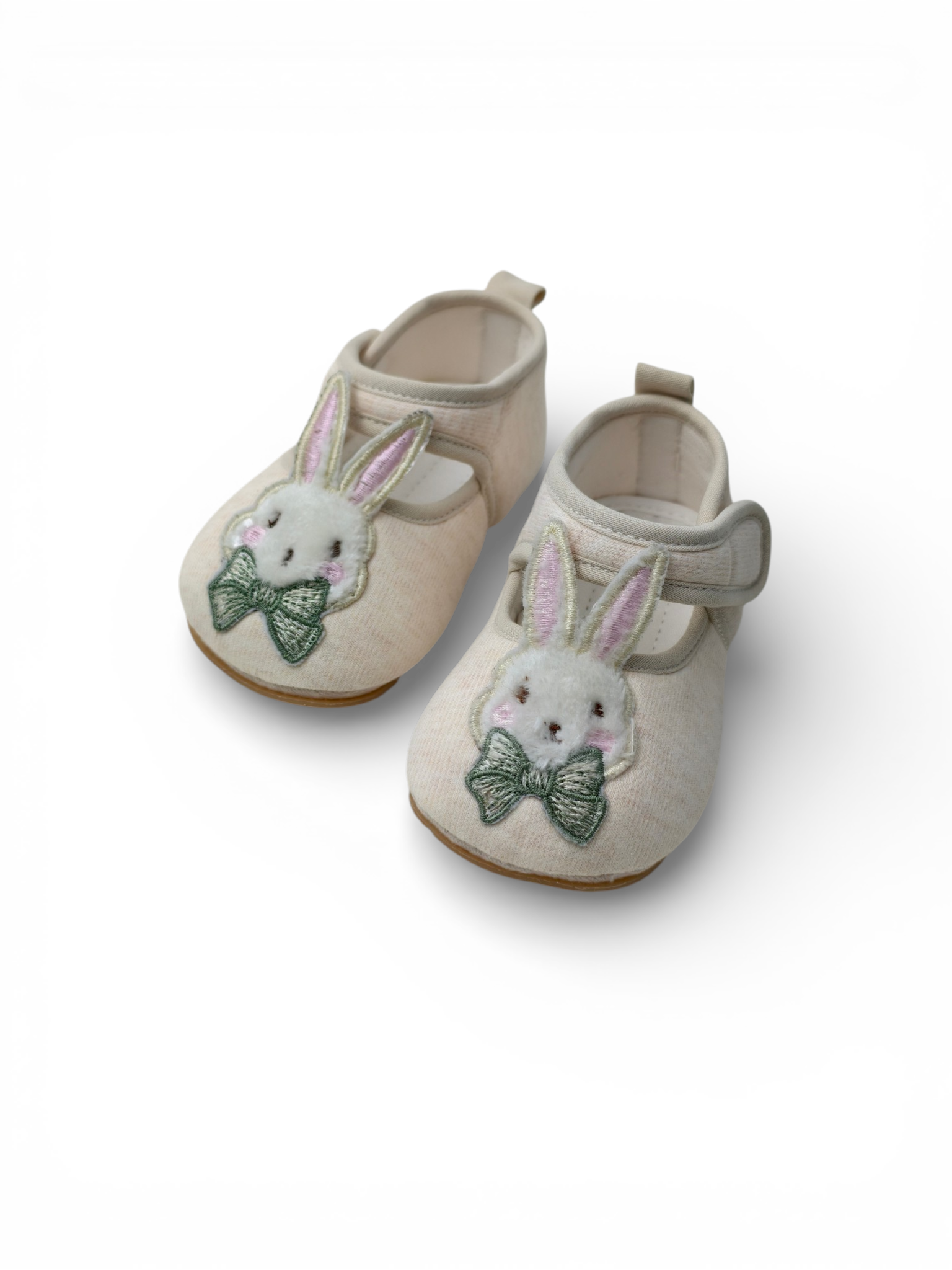 Barfuß-Babyschuh aus Baumwolle mit weicher Sohle – Weißer Hase