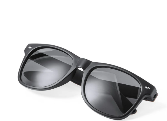 Occhiali unisex neri con aste in sughero