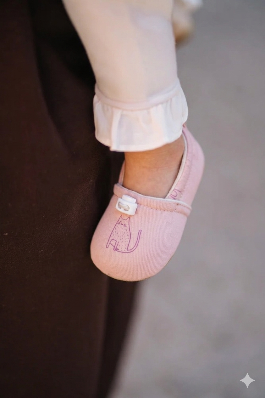 Lauflernschuhe für Babys und Kleinkinder – Rosa Katze