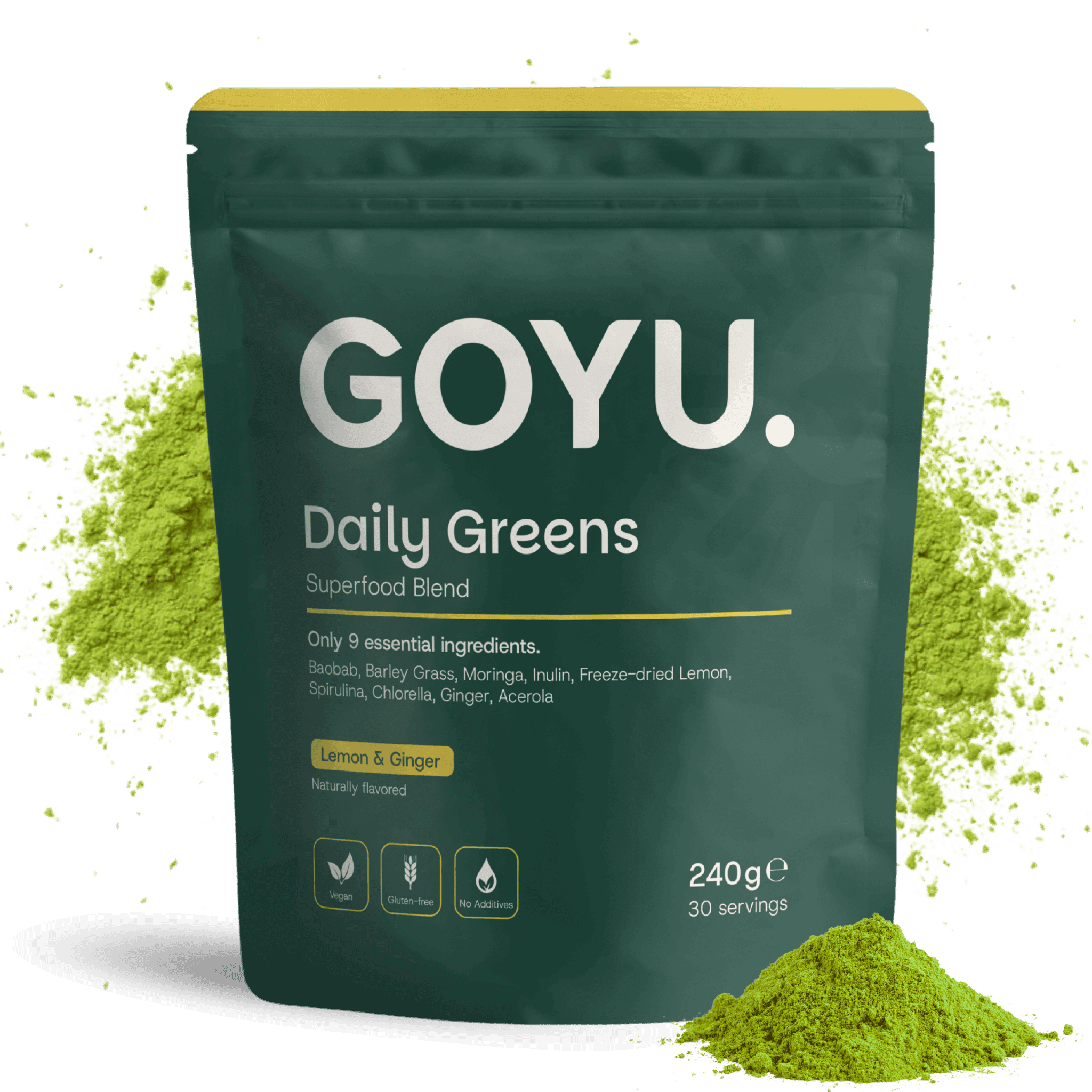 GOYU Daily Greens - Cupplement GOYU Daily Greens - Baobab, Moringa, Spirulina, Chlorella & Barley Grass - Organic Superfood Blend