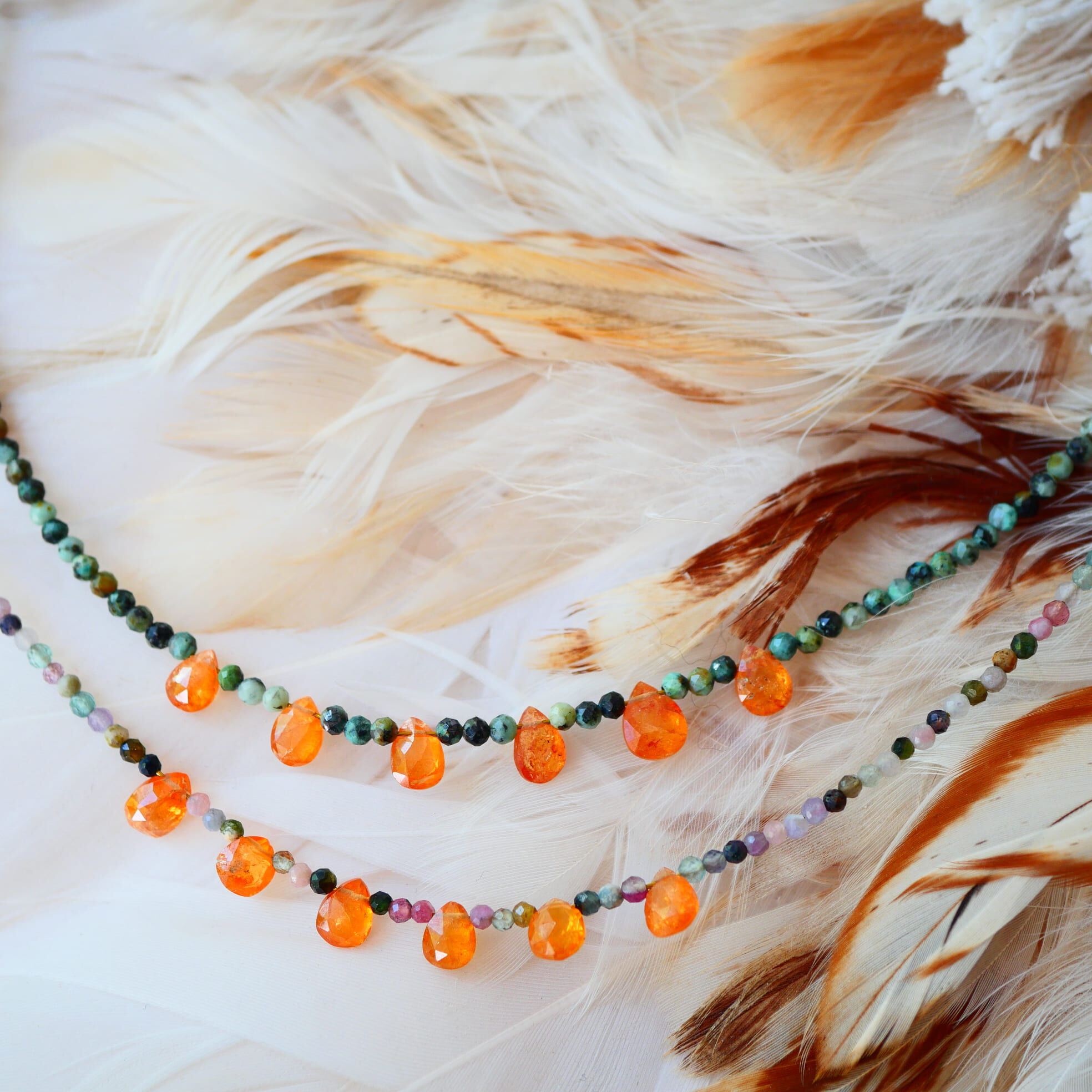 Collier Jwala · Tourmalines & Grenats Spessartites