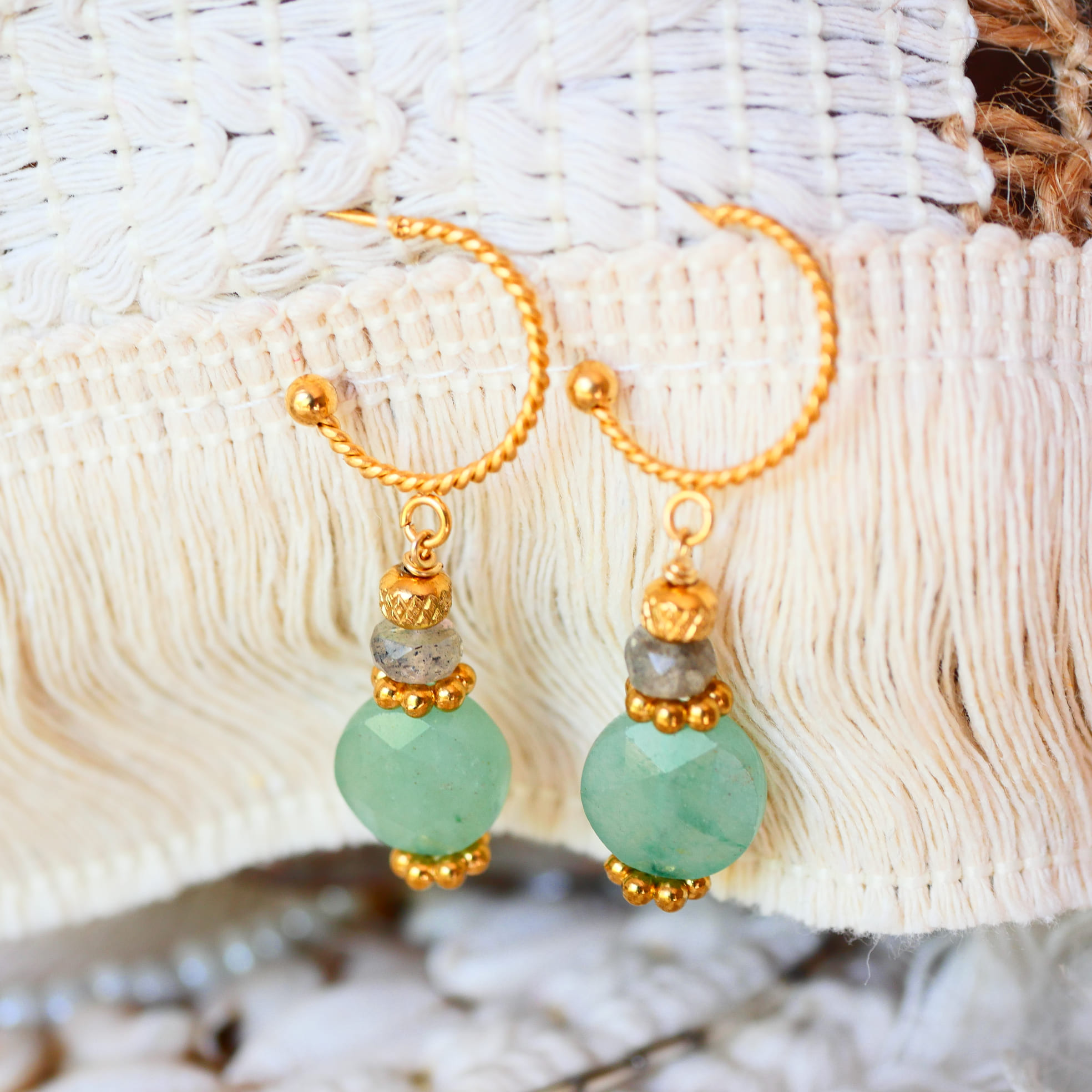 Boucles Tarang Aventurine – Vibration & Chance