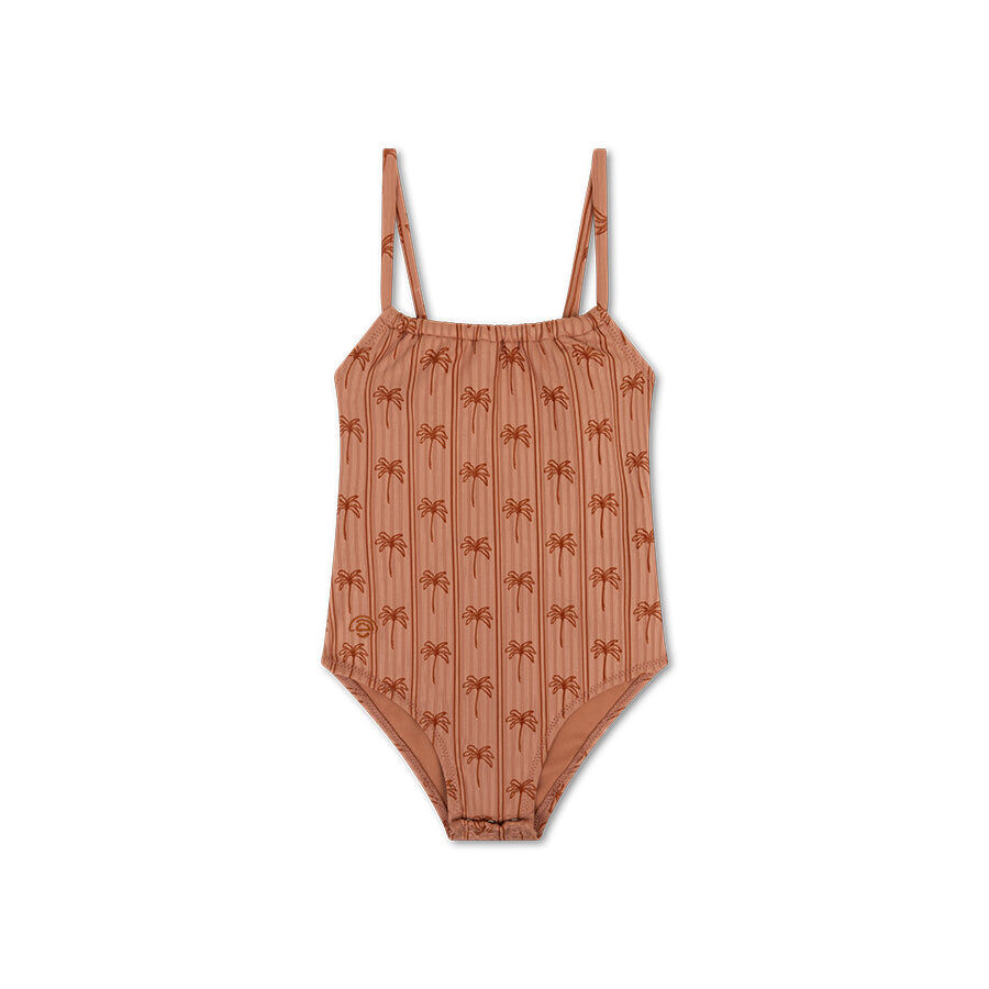 Traje de baño para niñas - Marrón - Rayas de palmera
