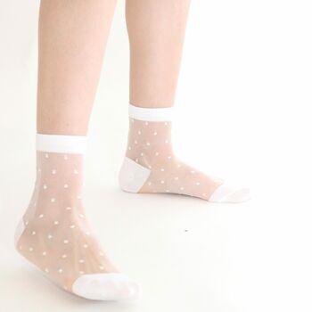 Be Plumetis  -  White, la chaussette en voile ultra-résistant - Parfait pour Fête des Mères 2024 2