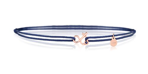 Bracelet Esperluette, cordon bleu et Saphir bleu
