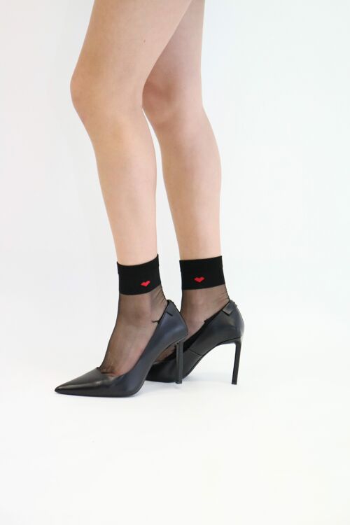 Be my Valentine - Black, la chaussette en voile ultra-résistant - Parfait pour Fête des Mères 2024