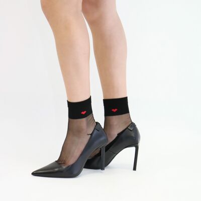 Be my Valentine - Black, the ultra-resistant voile sock - Perfect for Mother's Day 2024