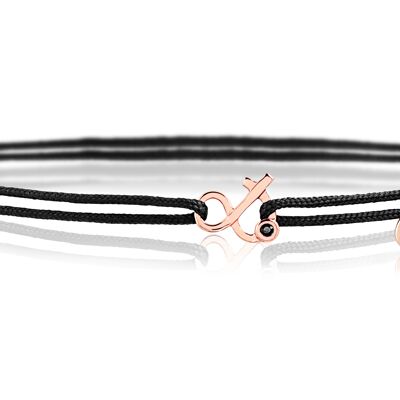 Bracelet Esperluette, cordon noir et diamant noir