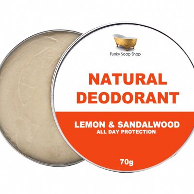 Déodorant 100% Naturel Citron & Bois de Santal, 1 Pot de 70g