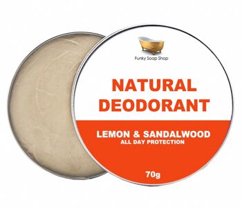 Déodorant 100% Naturel Citron & Bois de Santal, 1 Pot de 70g 1