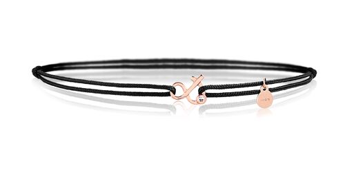 Bracelet Esperluette, cordon noir et diamant