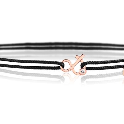 Bracelet Esperluette, cordon noir et diamant