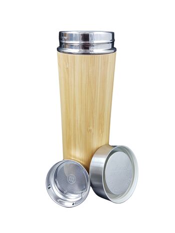 Mug en bambou, mug thermo "Bruno" avec passoire à thé, 380 ml, isotherme sous vide 1