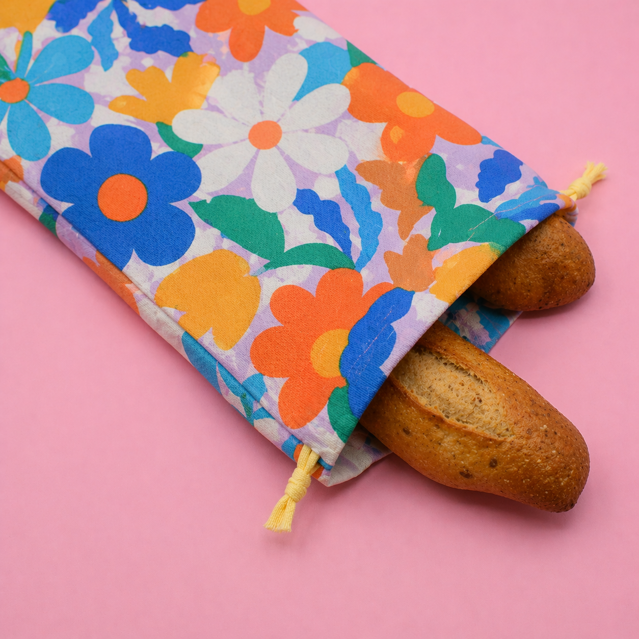 New pattern - Thick cotton baguette bag - multicolor flowers