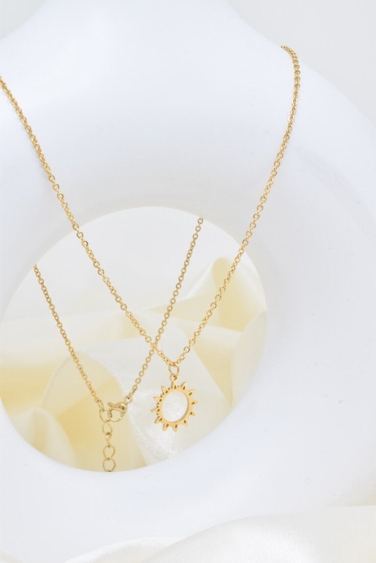 Stainless steel sun necklace - BJ210327OR