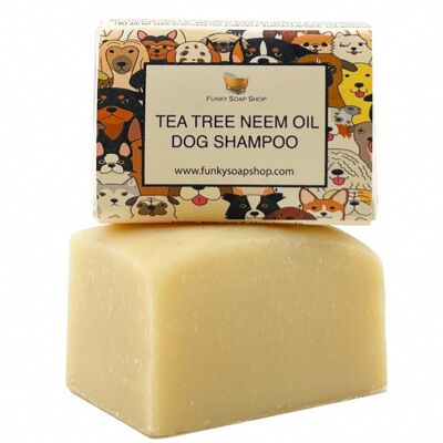 Shampooing pour chien à l'arbre à thé et à l'huile de neem, 100% naturel et fait main, 1 barre de 120g