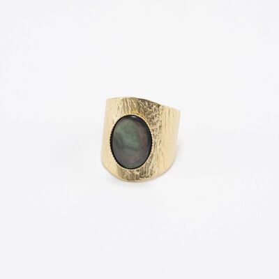 Grande Nymphéa gray mother-of-pearl ring