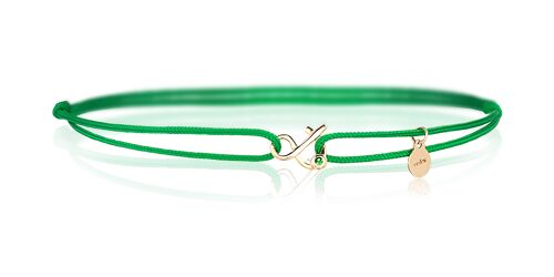 Bracelet Esperluette, cordon vert et tsavorite