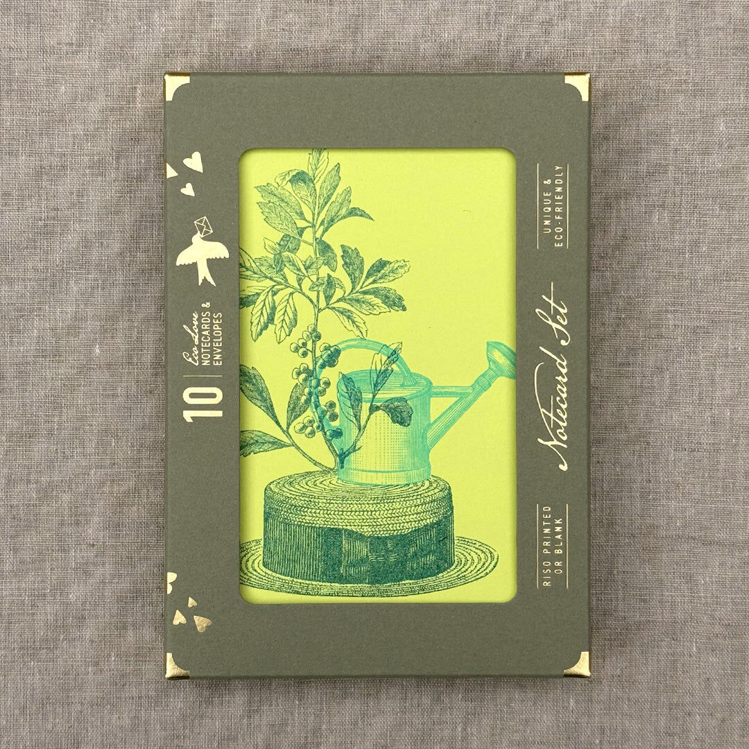 Notecard Set / Hat with Watering Can / Premium Gmund Paper