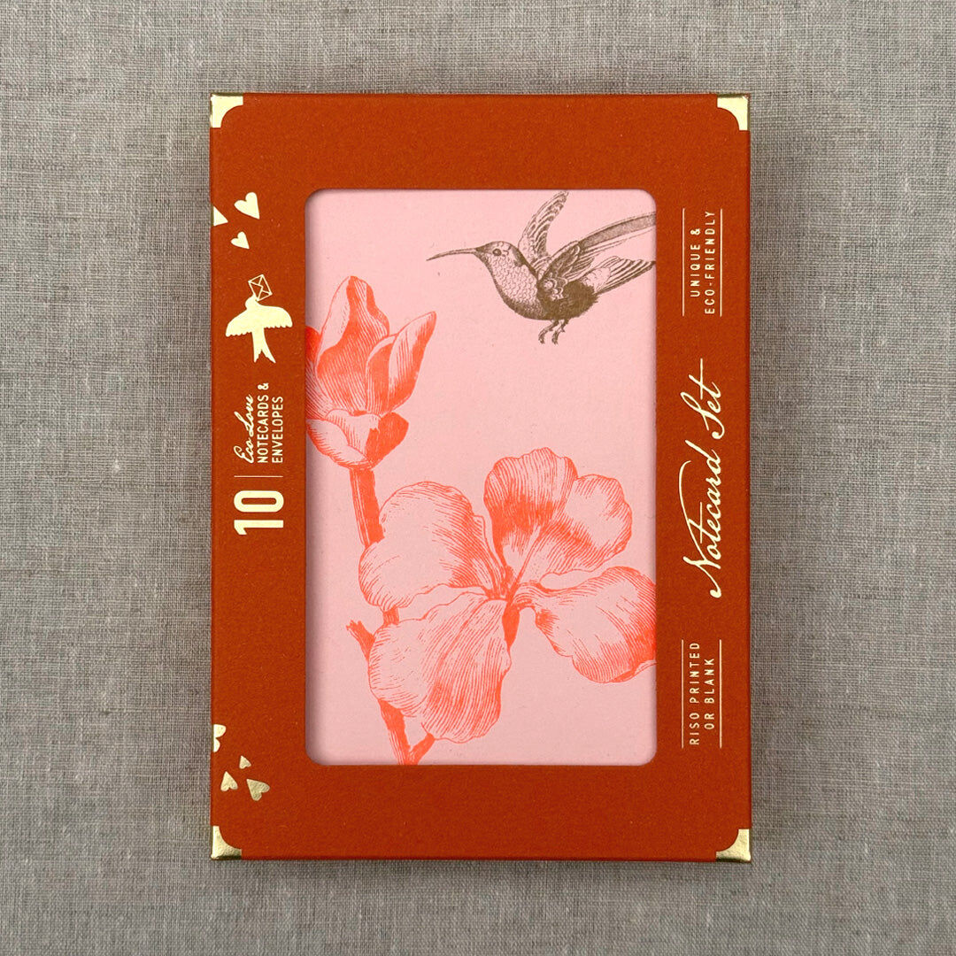 Notecard Set / Hummingbird with Flower / Premium Gmund Paper