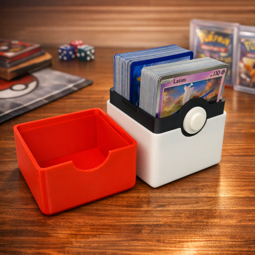 Pokémon Card Storage Box Pokeball Style, TCG Deck Case for 171 Cards, Pokemon Card Holder with Lid, Gamer Storage Box, Gift for Pokemon Fans