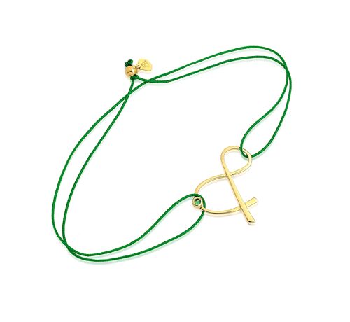Bracelet Cordon vert, grande Esperluette