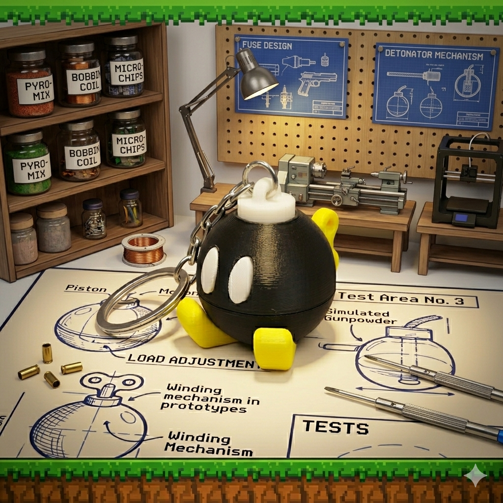 Bob-omb Keychain Mario Character, 3D Bomb Keyring, Gamer Accessory, Nintendo Gift, Cute Gaming Keychain, Geek Collectible