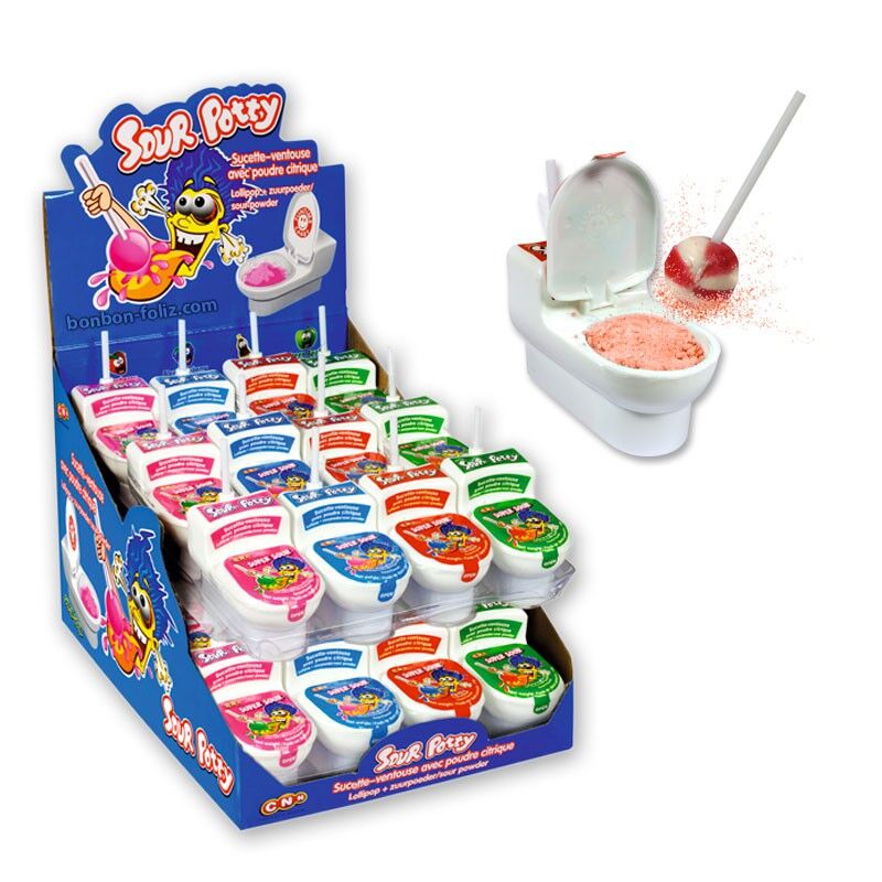 Display of 24 Sour Potty boxes
