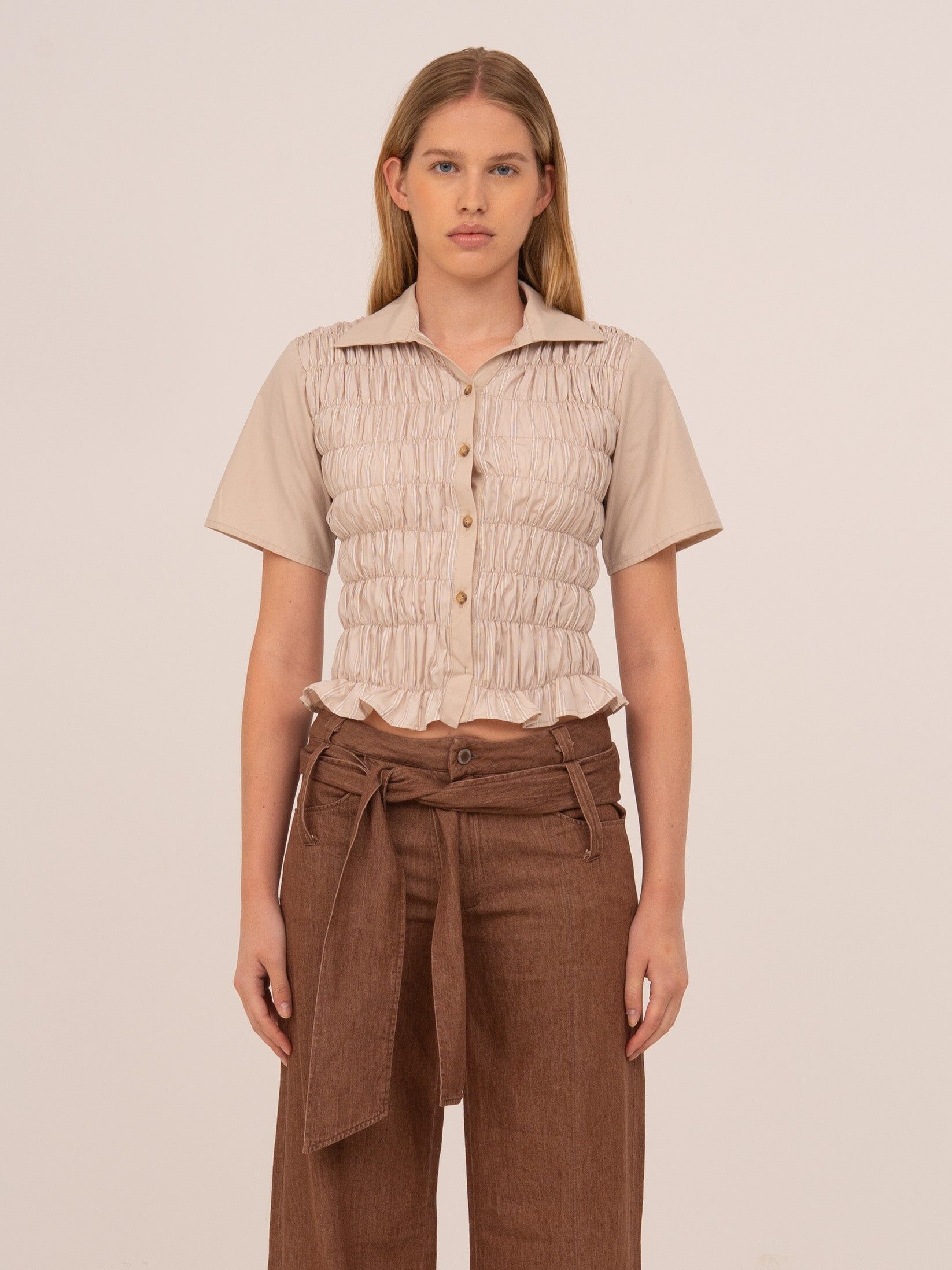 Top a righe arricciate Sorelle