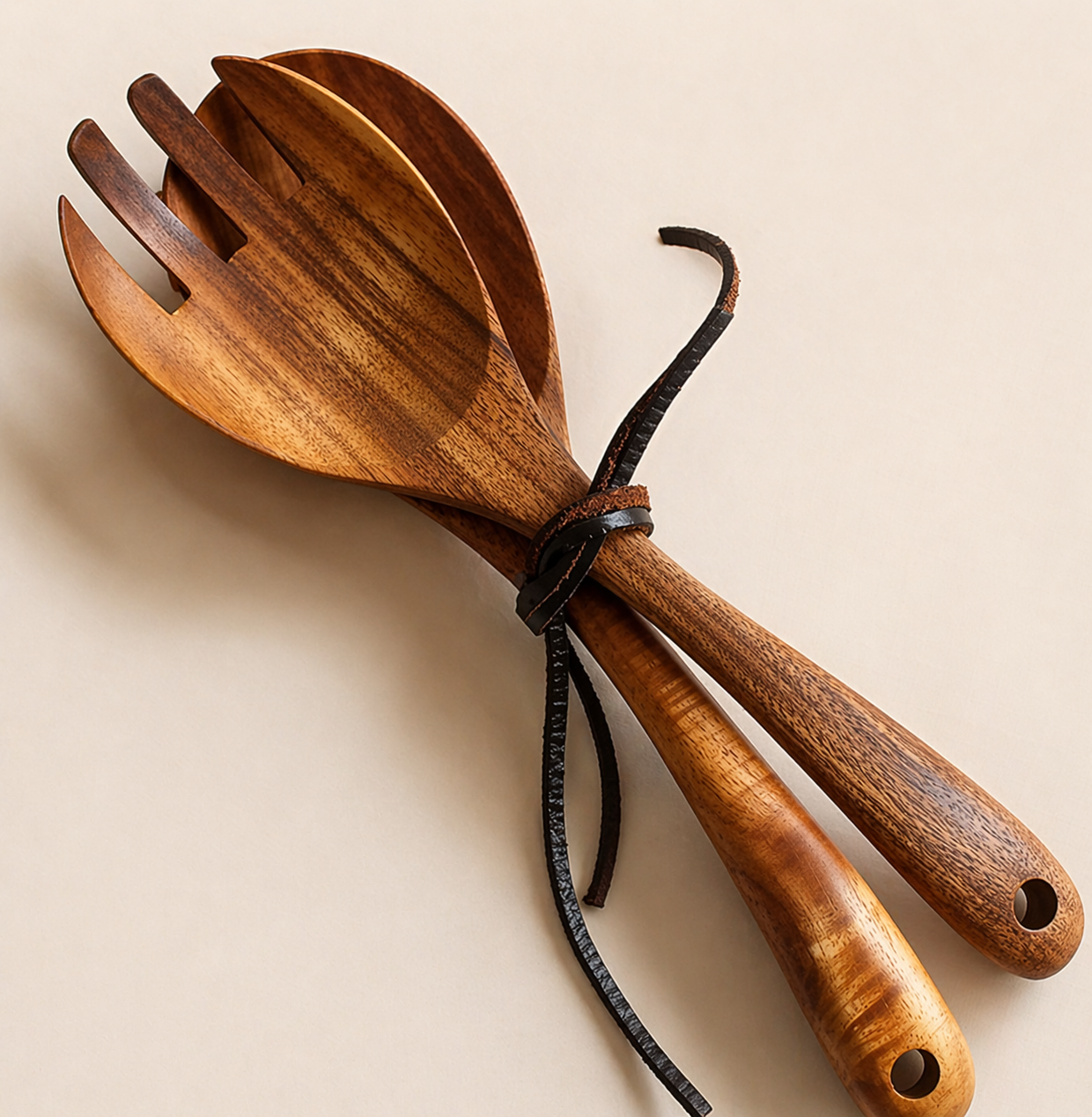 Salatlöffel- und Gabelset aus Holz