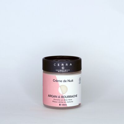 Crema Notte Argan & Borragine - Arricchita con Seta - Certificata Biologica -100mL