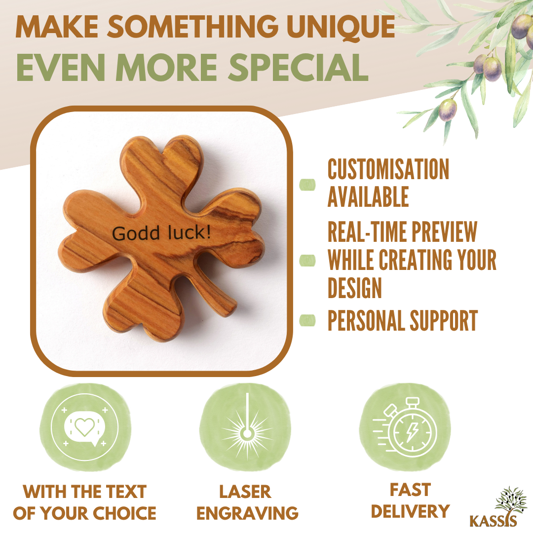 Buy wholesale Personalized olive wood clover with engraving