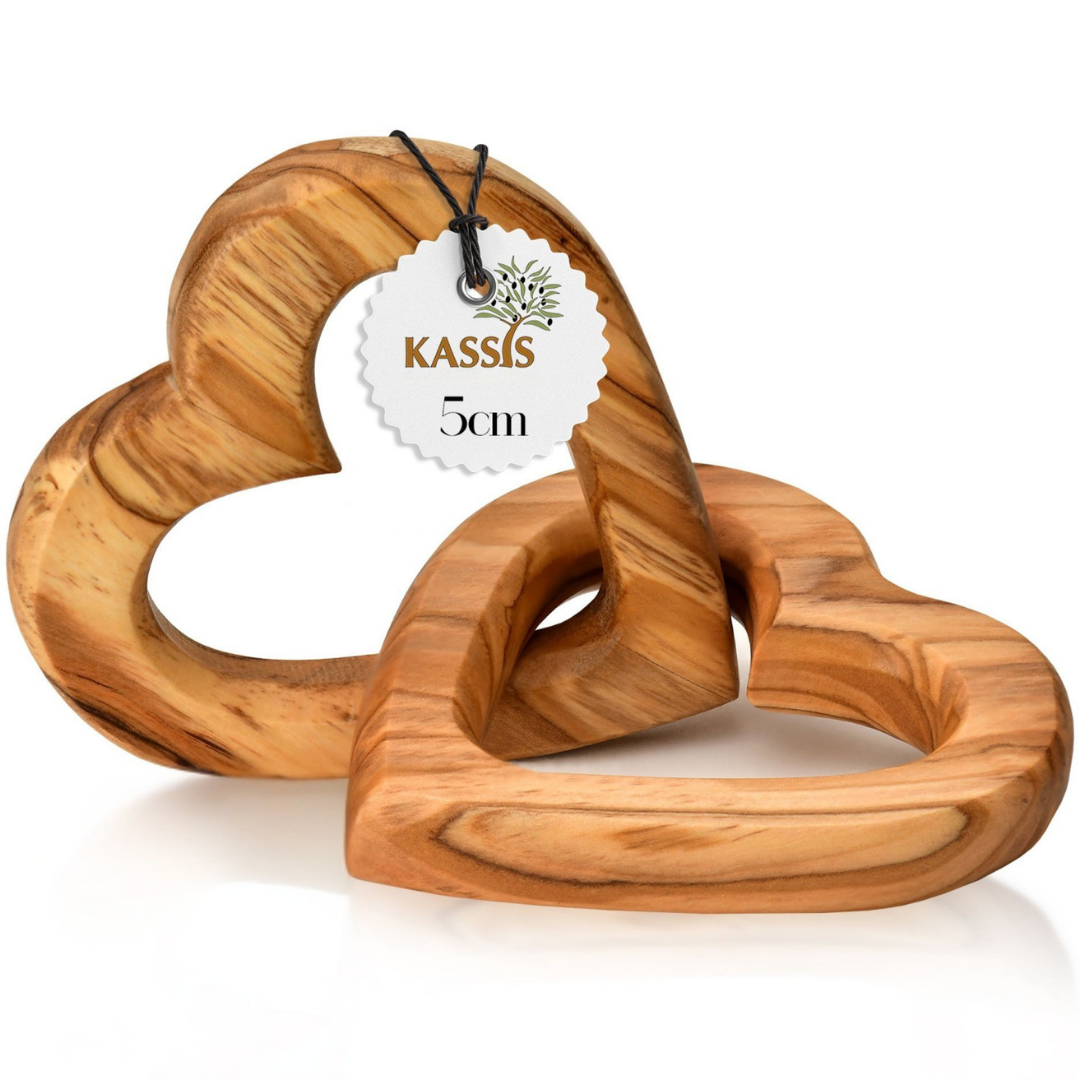 Olive wood intertwined hearts | Gift for weddings, engagements, Valentine's Day, anniversaries, and love