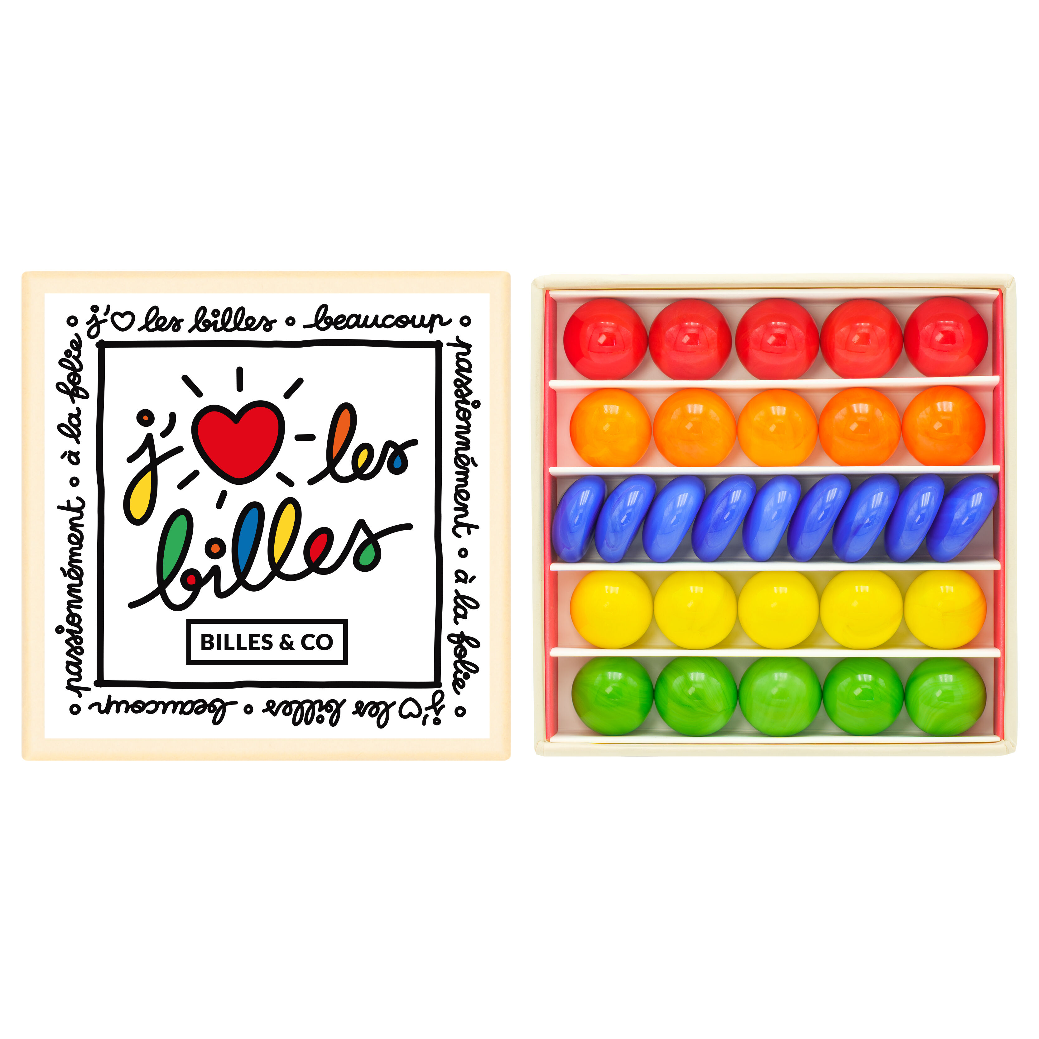 Small set of marbles "I love marbles"
